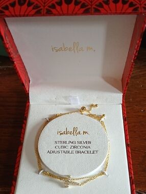 Isabella M. Gold-Tone Sterling Silver Cubic Zirconia Adjustable Bracelet